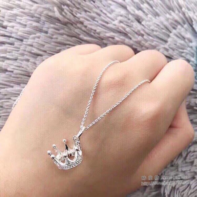Tiffany純銀飾品 蒂芙尼女士專櫃爆款925皇冠素銀銀項鏈  zgt1597